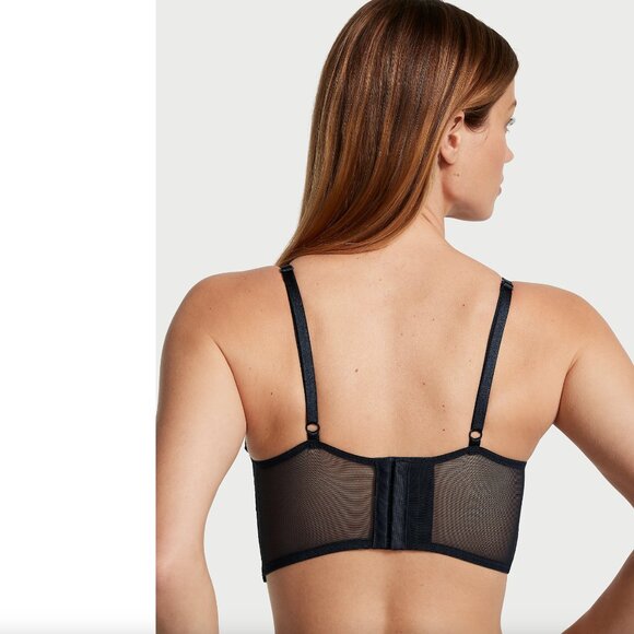 38B - VICTORIA'S SECRET - Push-Up Wireless Lace Bra Top Navy Blue LIKE NEW - Picture 2 of 11